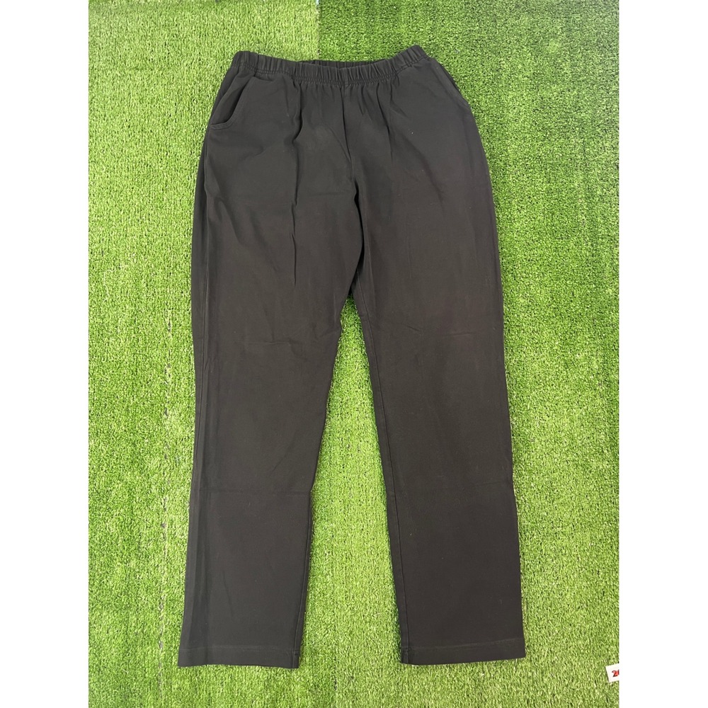 LL Bean Womens Medium Regular Black Elastic Waist Pull On Straight Leg Pants